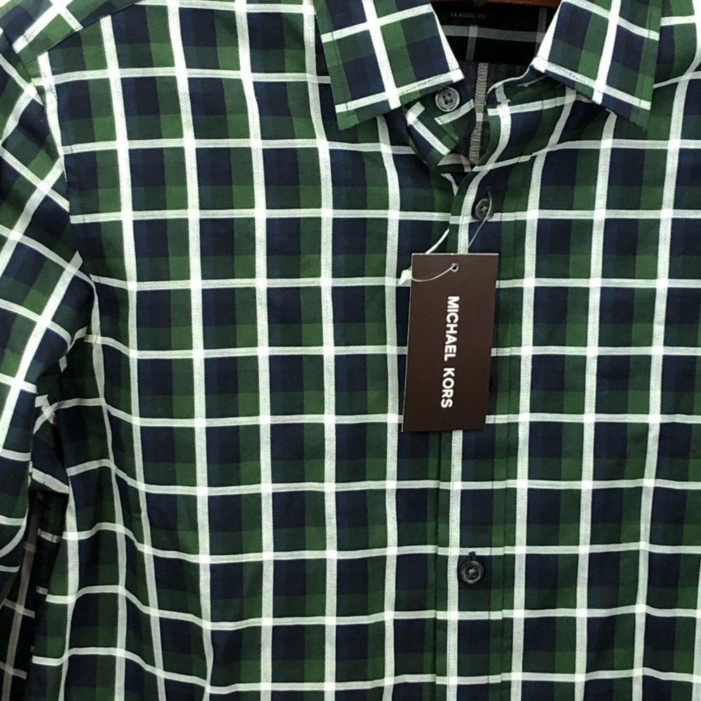 🛍️🛍️SOLD Michael Kors Plaid Button Up men's small - Picture 2 of 5